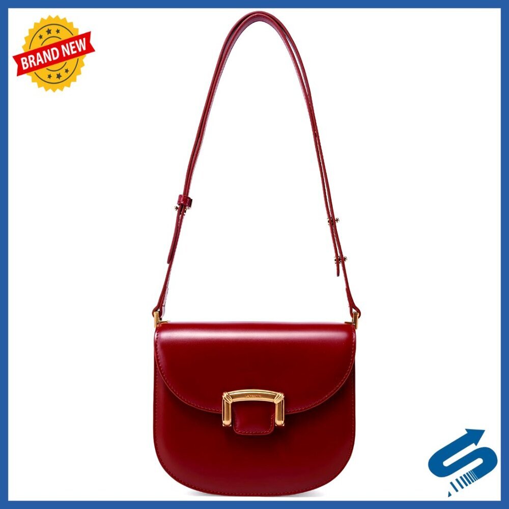 Mini Crossbody Leather Bag with Lock Closure, Adjustable Strap, Two Compartments